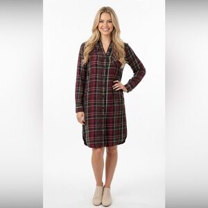 Lauren Ralph Lauren black label Plaid Button-Up Shirt Dress size 8